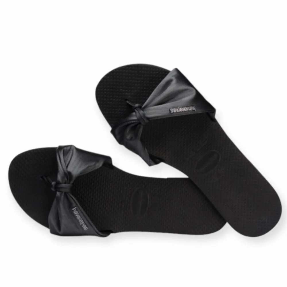 Havaianas Women’s St. Tropez YOU Lush Flip Flops  New Graphite Black Satin 7/8